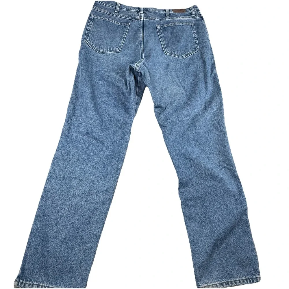 L.L.Bean Flannel Lined Jeans Mens 36x34 Classic Fit Blue Denim Straight Leg Warm
